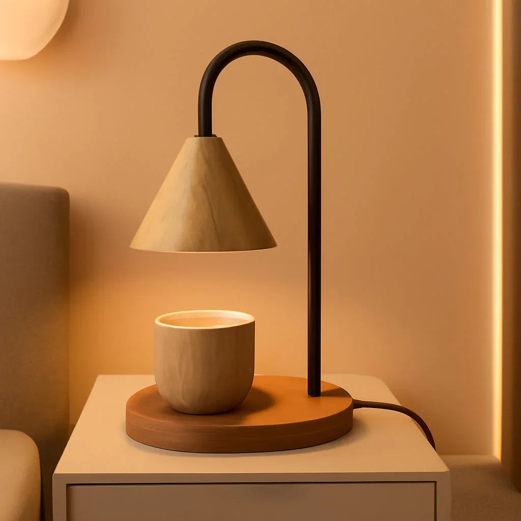 Candle Warmer Lamp Wood Grain Dimmable Wax Melt Warmer-0